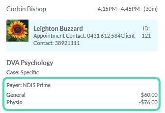 Hover over the appointment in the Calendar to see the budget