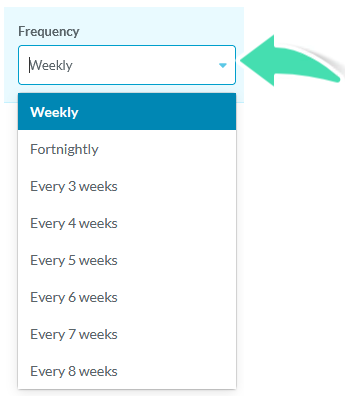 Frequency options for a recurring event