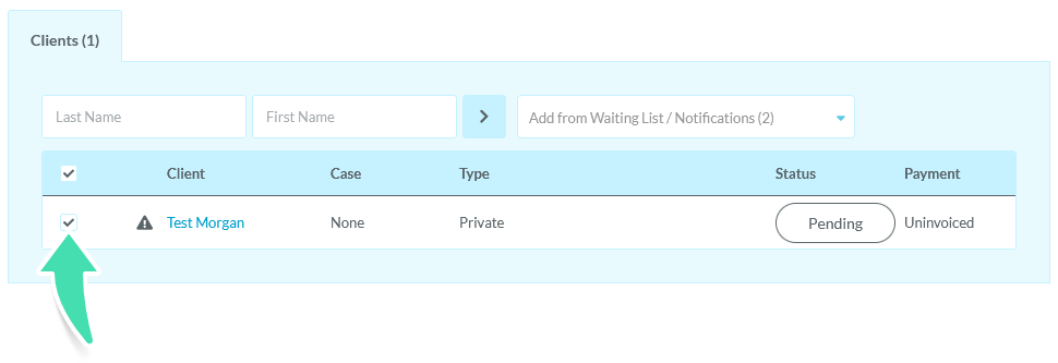 Select the Patient in the Class