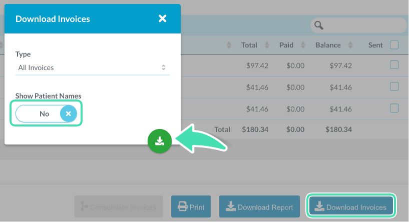 Disable Patient Names on invoices