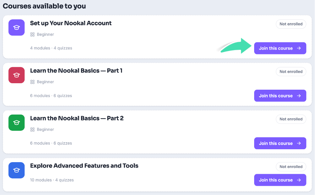 Click Join this Course to select a course.