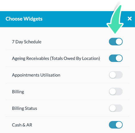 Choose widgets on the Dashboard