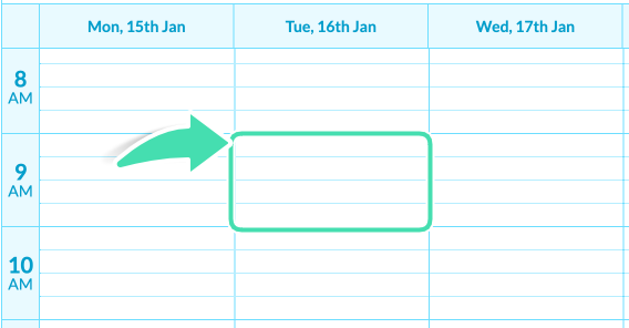 Click on an available timeslot in Nookal Diary to add a new client