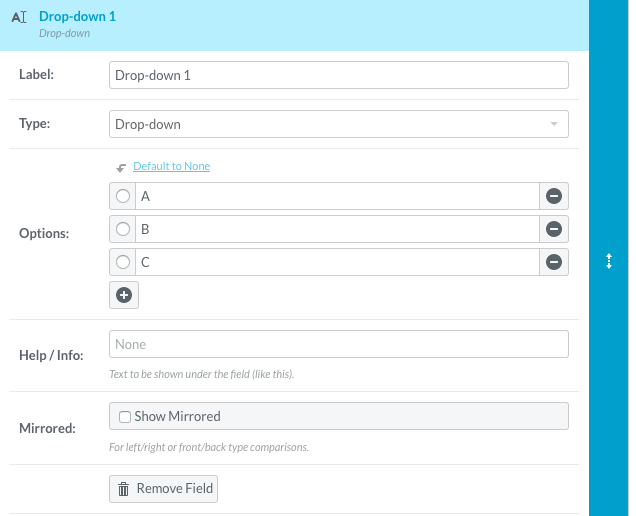 Dropdown field setup in clinical notes