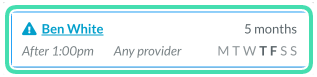 Click on a client card in the Waiting List to update preferences in Nookal