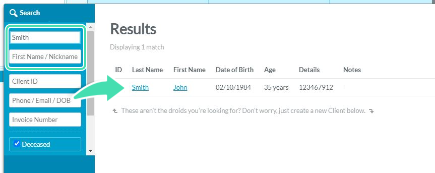 Search for client by first and last name to add to Waiting List in Nookal