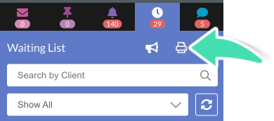 Click the printer icon to print the Waiting List in Nookal
