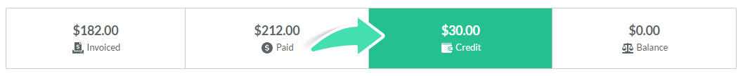 Display of client account credit in Nookal Client Accounts section